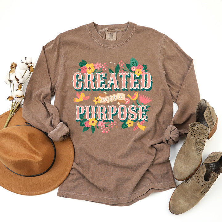 Created With A Purpose Birds | Garment Dyed Long Sleeve