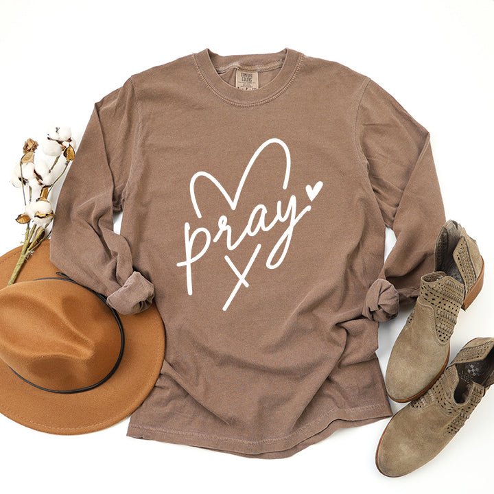 Pray Heart | Garment Dyed Long Sleeve