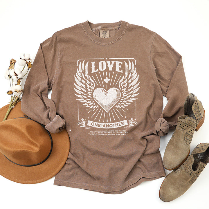 Love One Another Wings | Garment Dyed Long Sleeve