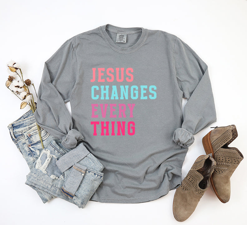 Jesus Changes Block Colorful | Garment Dyed Long Sleeve