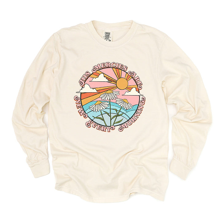 Retro His Mercies Are New Every Morning | Garment Dyed Long Sleeve