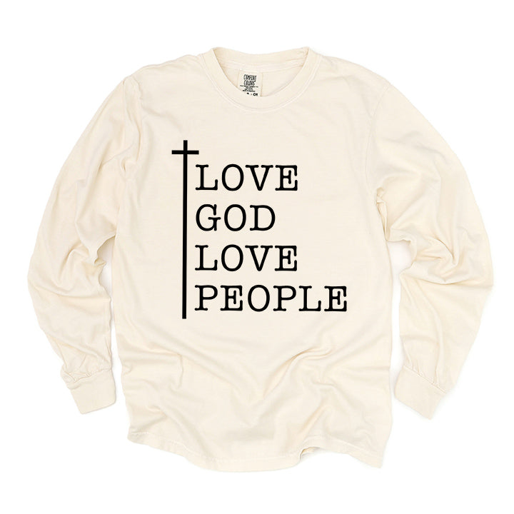 Love God Love People Cross | Garment Dyed Long Sleeve