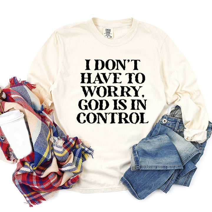 God Is In Control | Garment Dyed Long Sleeve