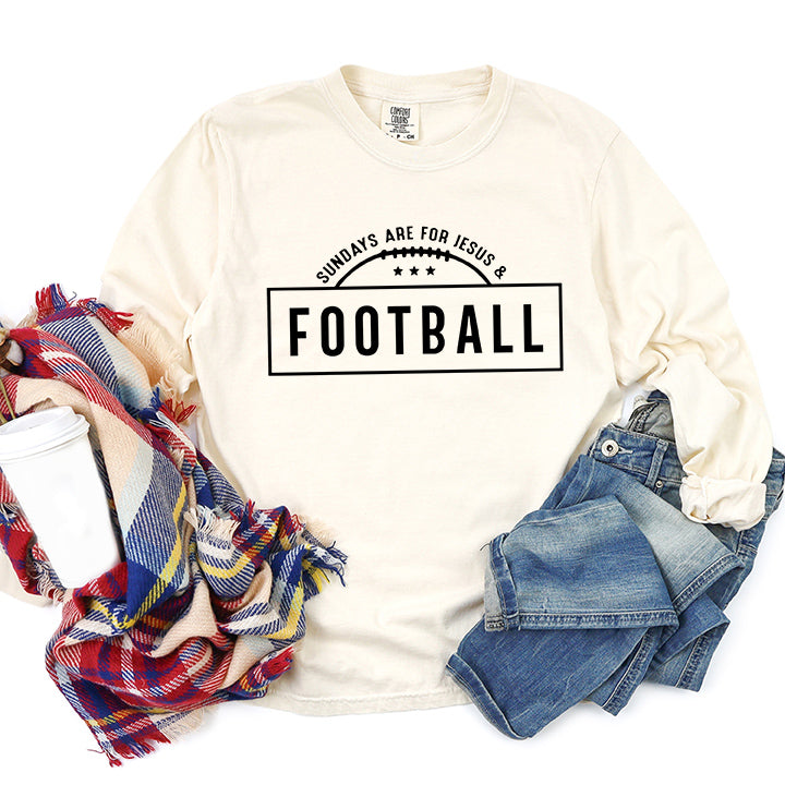 Jesus And Football | Garment Dyed Long Sleeve