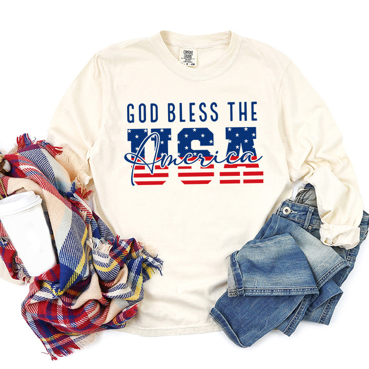 God Bless The USA | Garment Dyed Long Sleeve