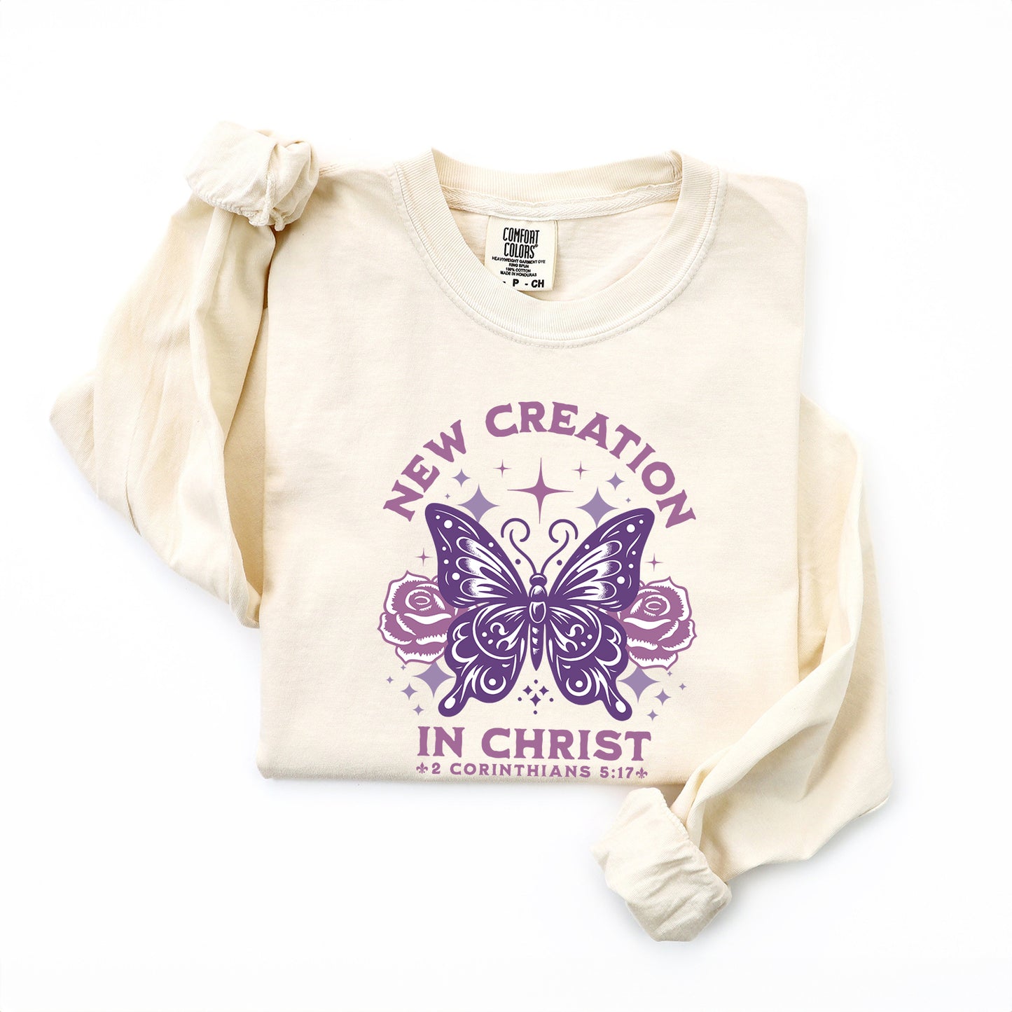 Purple New Creation Butterfly | Garment Dyed Long Sleeve