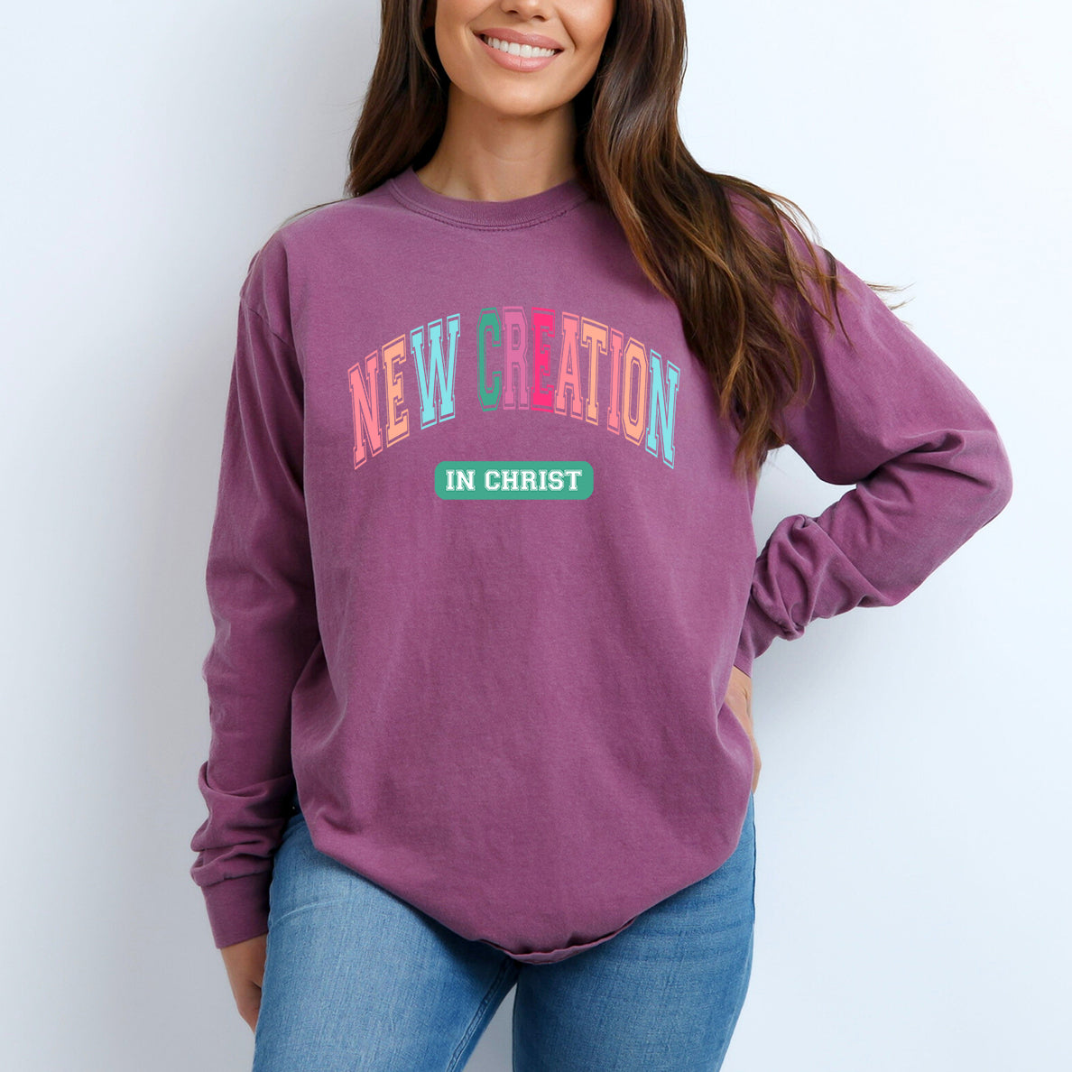 New Creation In Christ Colorful | Garment Dyed Long Sleeve