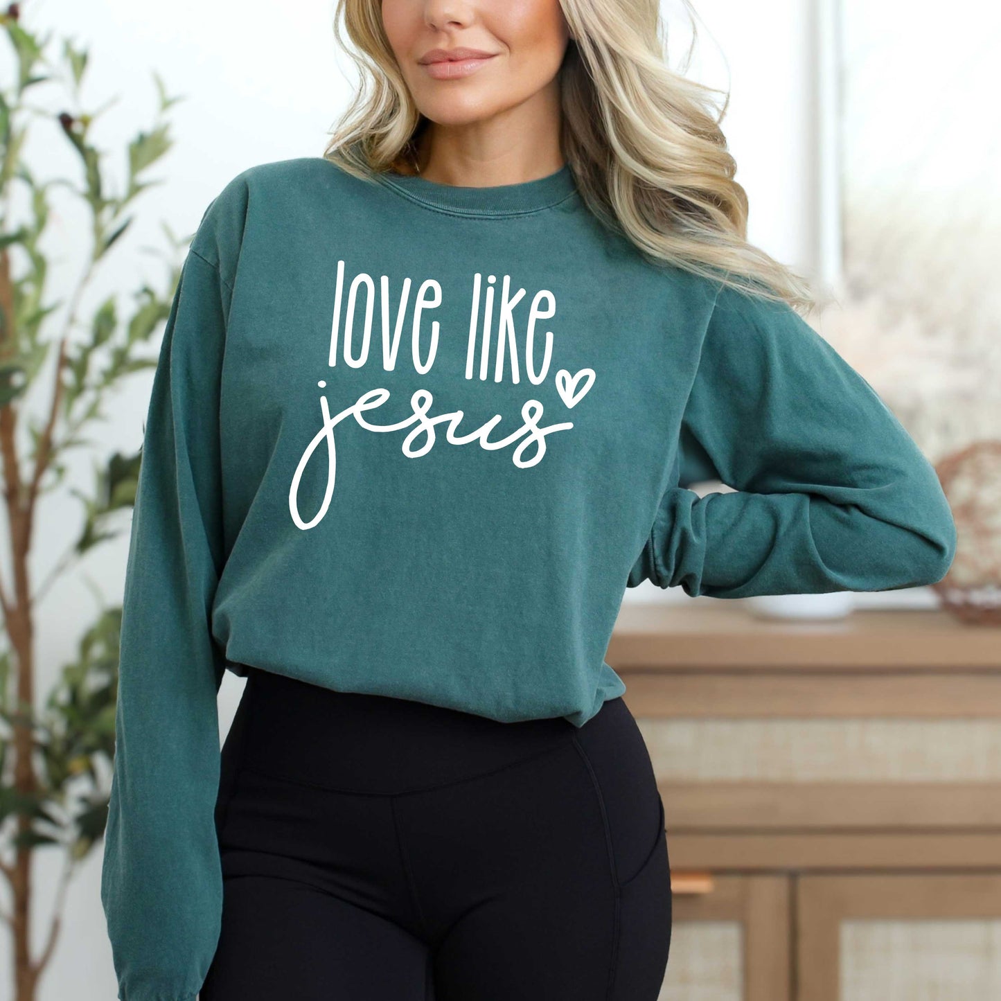 Love Like Jesus Cursive Heart | Garment Dyed Long Sleeve