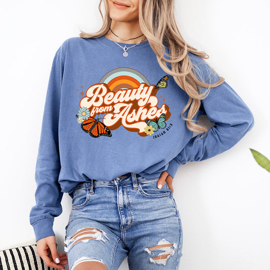 Beauty From Ashes Butterfly | Garment Dyed Long Sleeve