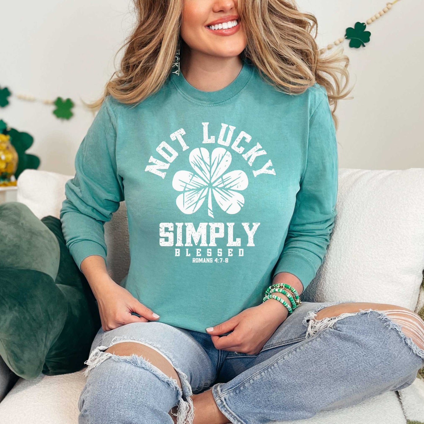 Not Lucky Blessed Clover | Garment Dyed Long Sleeve