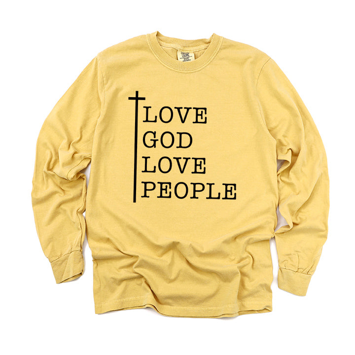 Love God Love People Cross | Garment Dyed Long Sleeve