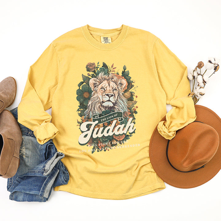 Lion Of Judah Will Fight | Garment Dyed Long Sleeve