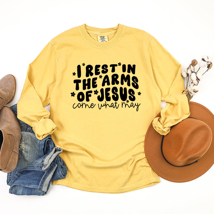 I Rest In The Arms Of Jesus | Garment Dyed Long Sleeve