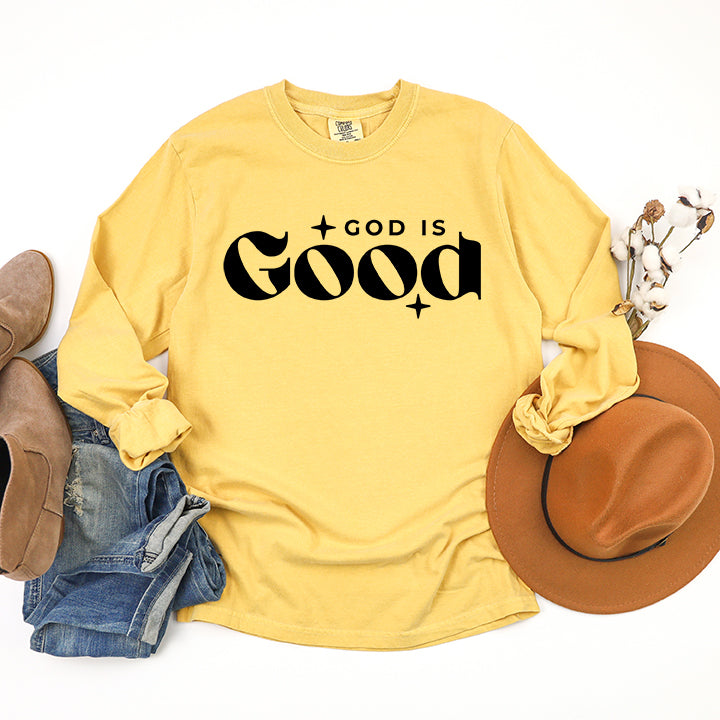 God Is Good Bold | Garment Dyed Long Sleeve