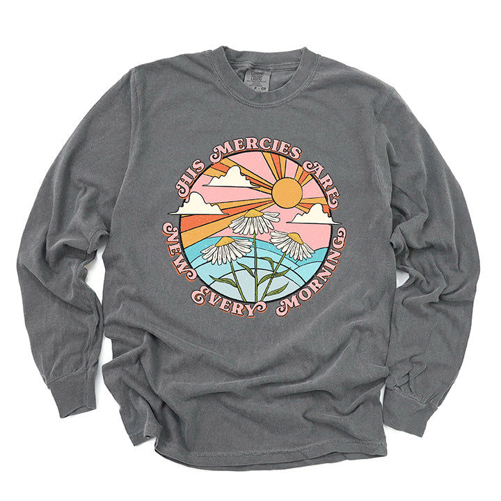 Retro His Mercies Are New Every Morning | Garment Dyed Long Sleeve