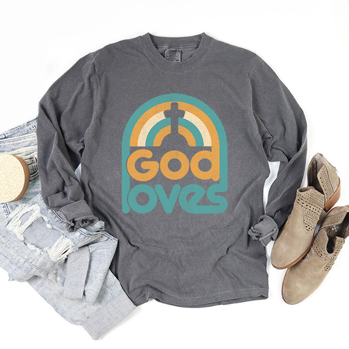 God Loves Rainbow | Garment Dyed Long Sleeve