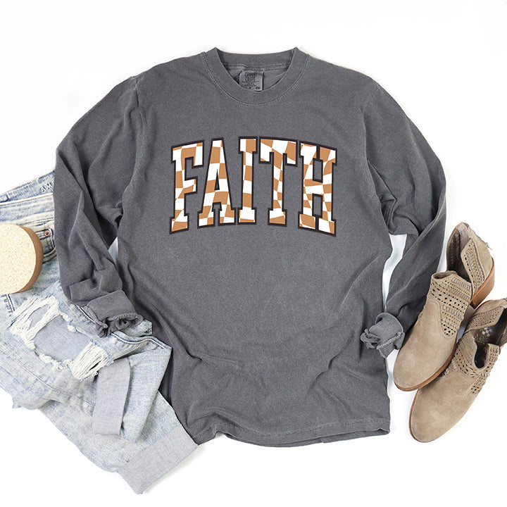 Checkered Faith | Garment Dyed Long Sleeve