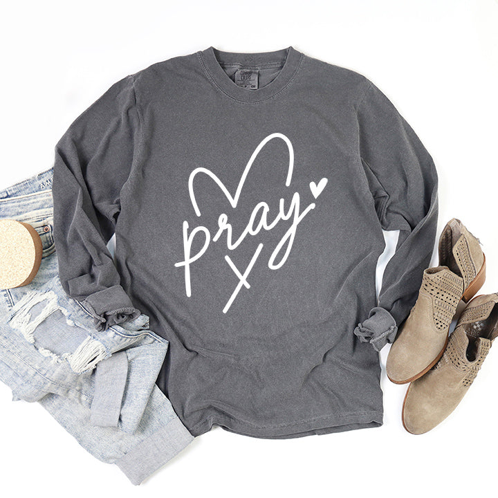 Pray Heart | Garment Dyed Long Sleeve