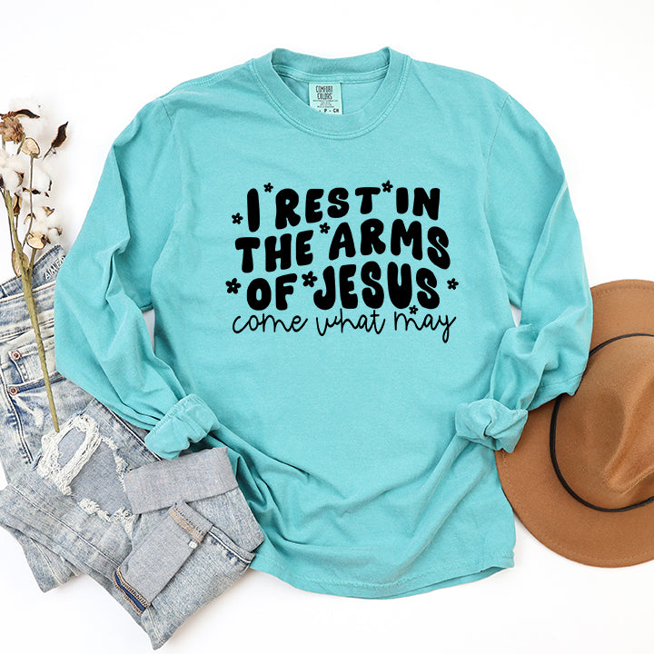 I Rest In The Arms Of Jesus | Garment Dyed Long Sleeve