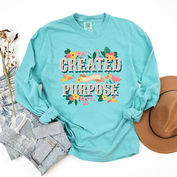 Created With A Purpose Birds | Garment Dyed Long Sleeve