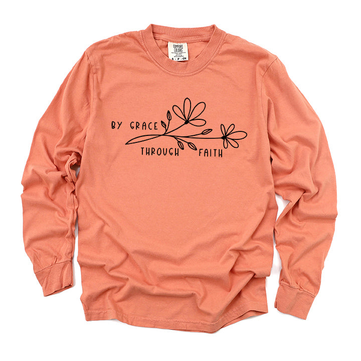 By Grace Through Faith Flowers | Garment Dyed Long Sleeve