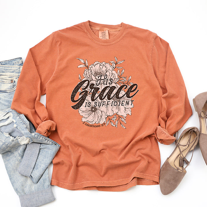 His Grace Is Sufficient | Garment Dyed Long Sleeve