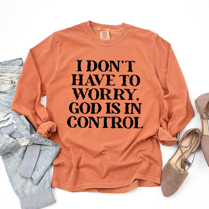 God Is In Control | Garment Dyed Long Sleeve