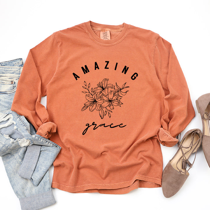 Floral Amazing Grace | Garment Dyed Long Sleeve