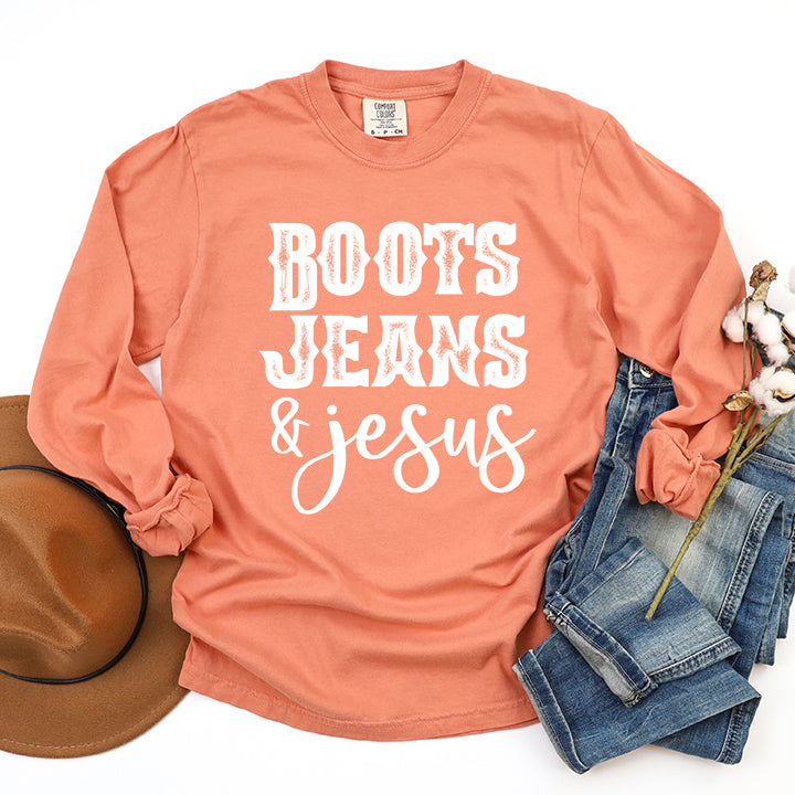 Boots Jeans And Jesus | Garment Dyed Long Sleeve