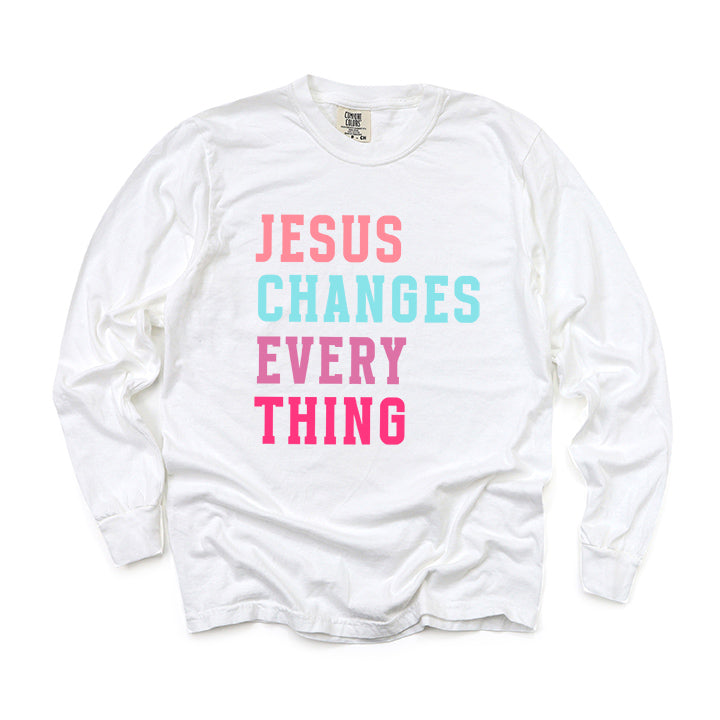 Jesus Changes Block Colorful | Garment Dyed Long Sleeve