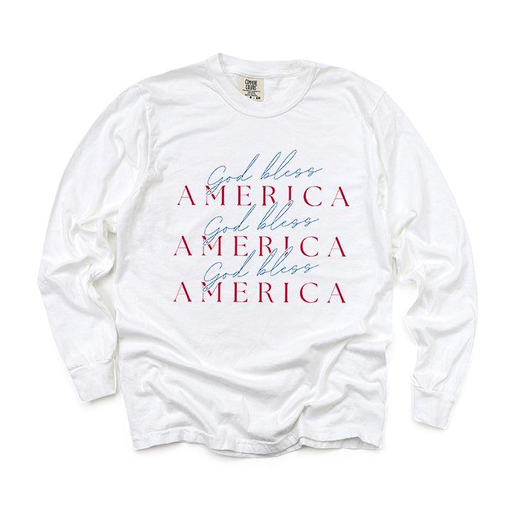 God Bless America Stacked | Garment Dyed Long Sleeve