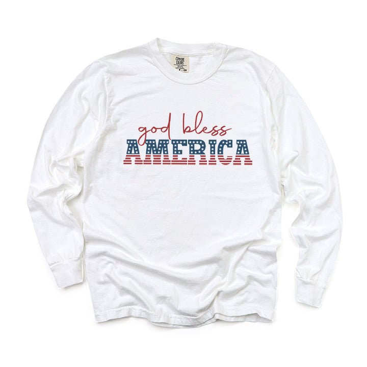 God Bless America Flag | Garment Dyed Long Sleeve