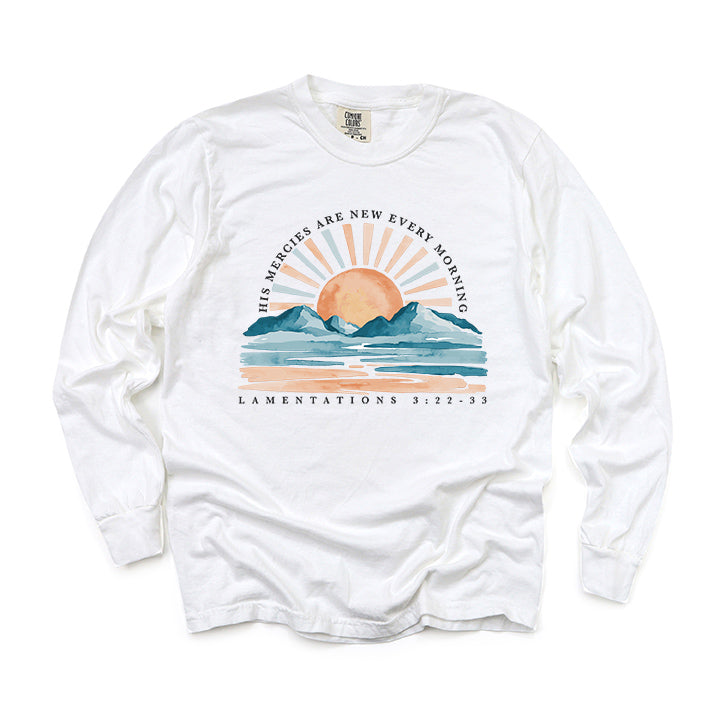 His Mercies Are New Watercolor | Garment Dyed Long Sleeve