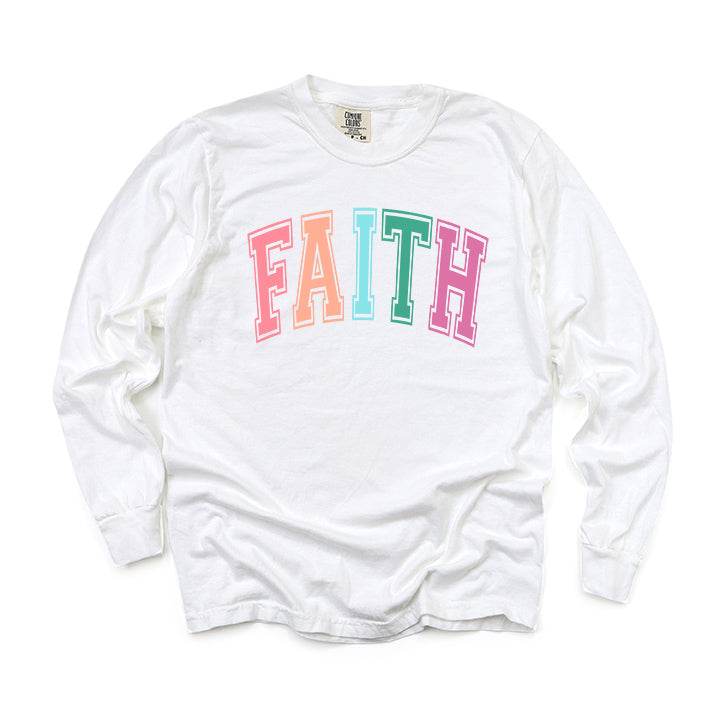 Faith Block Colorful | Garment Dyed Long Sleeve