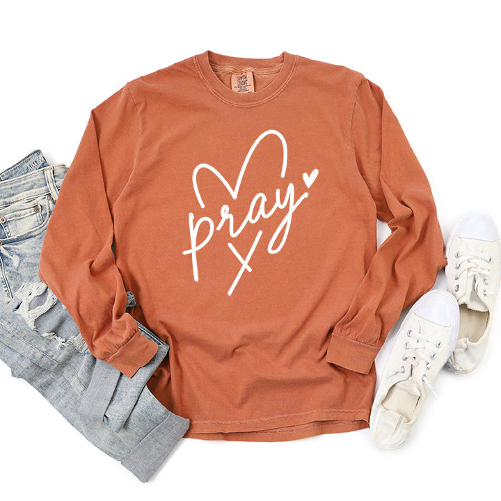 Pray Heart | Garment Dyed Long Sleeve