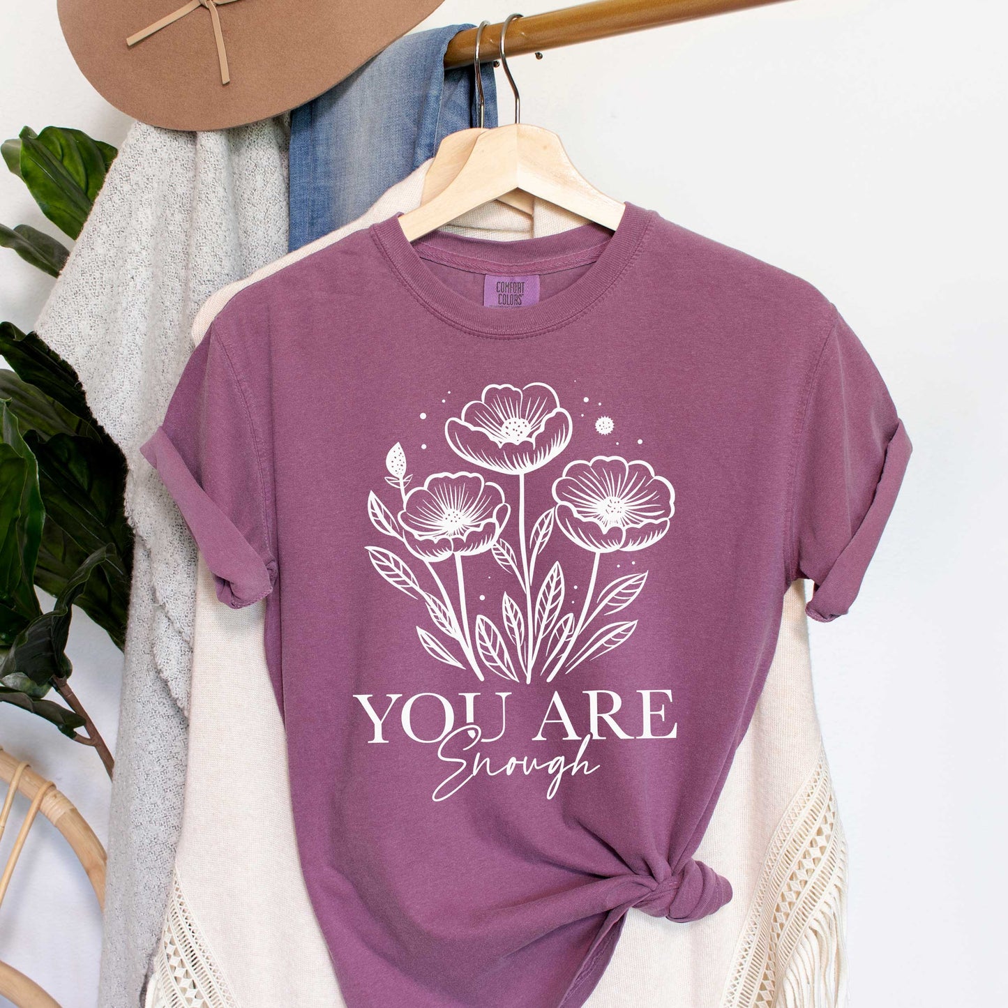 You Are Enough Floral | Garment Dyed Tee