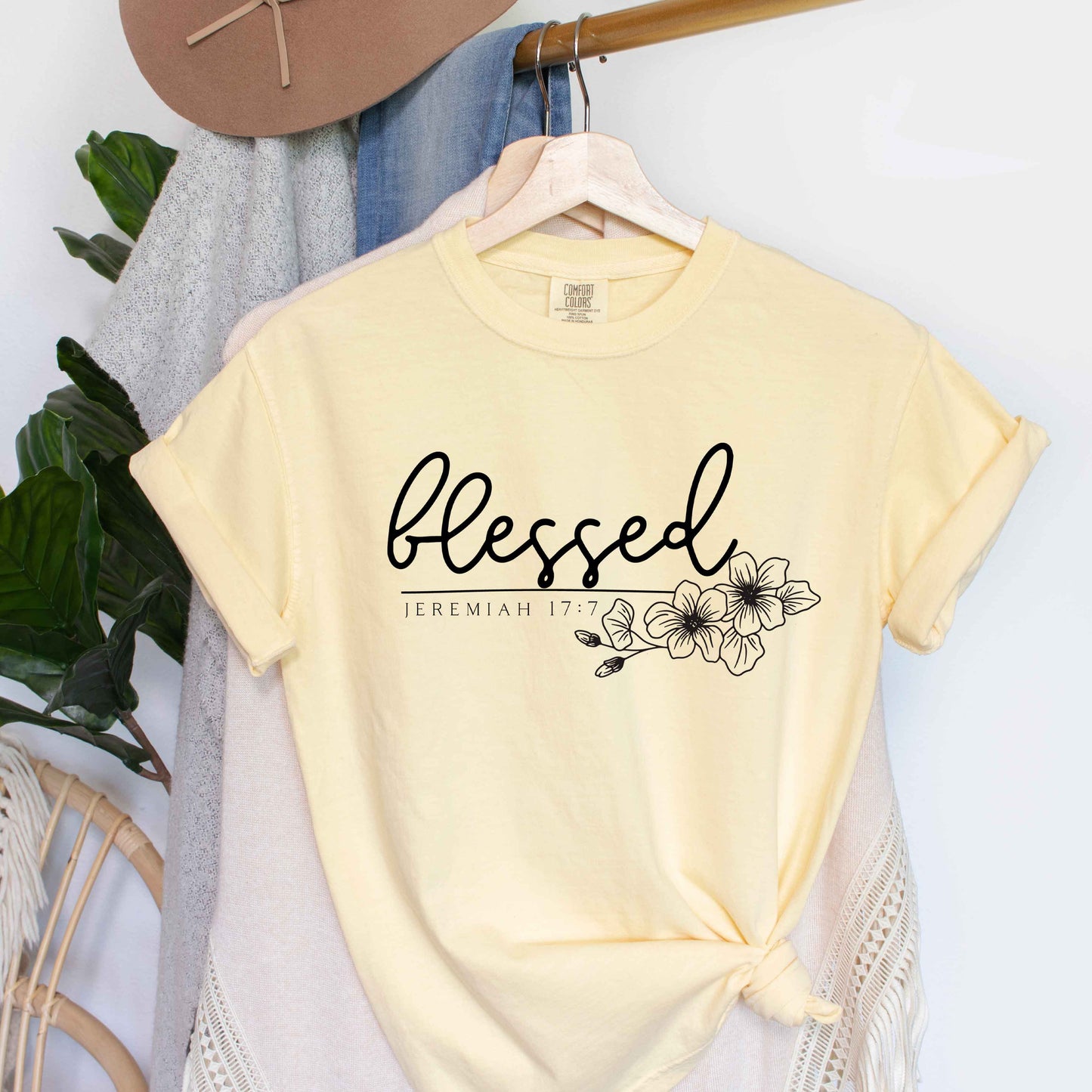 Blessed Scripture Floral | Short Sleeve Crew Neck