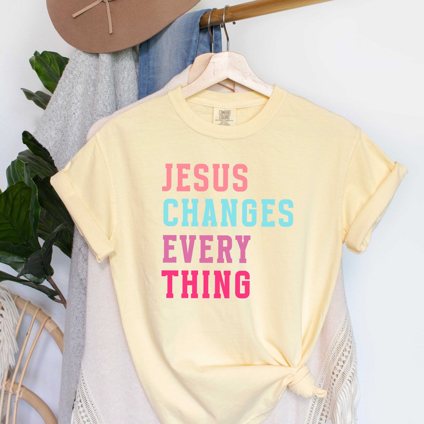 Jesus Changes Block Colorful | Garment Dyed Tee