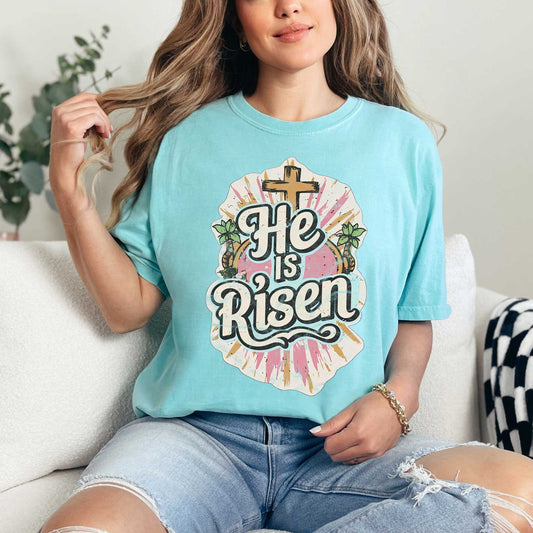 He Is Risen Distressed | Garment Dyed Tee