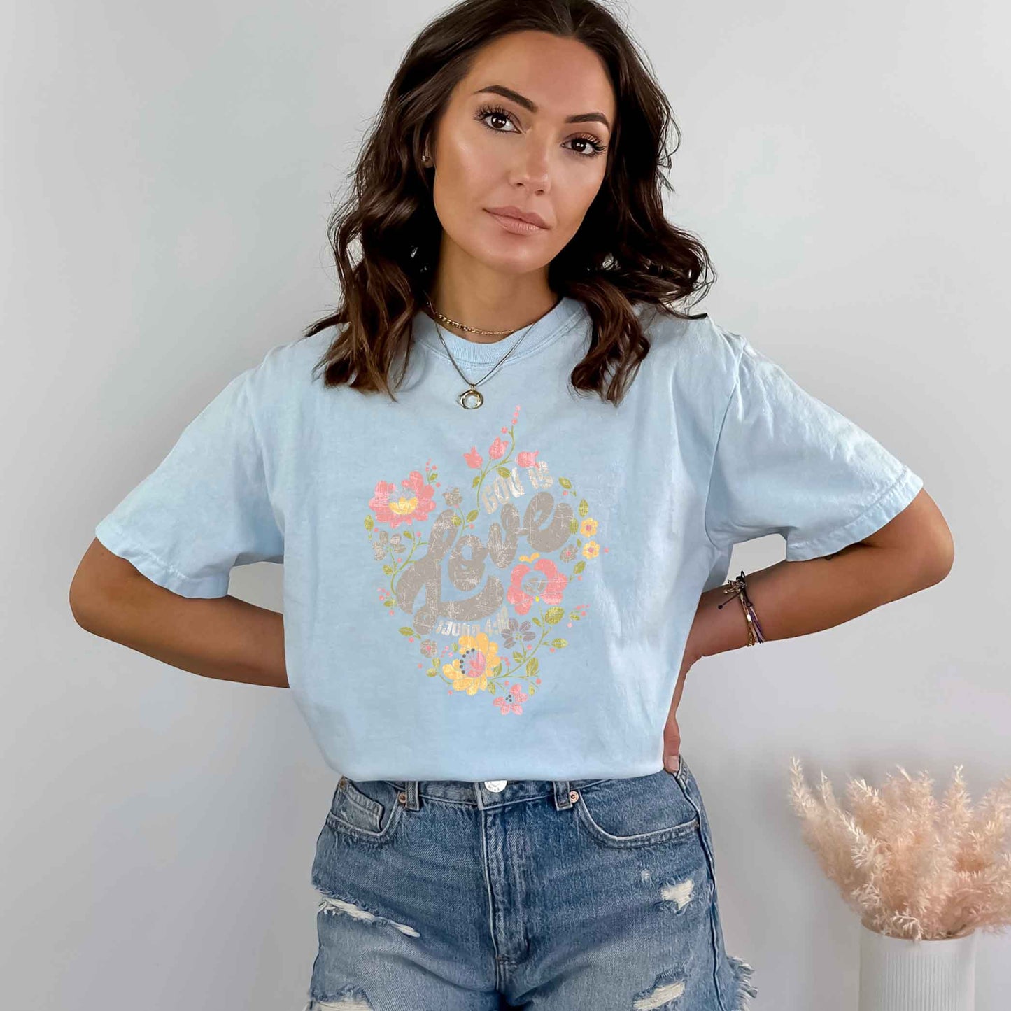 God Is Love Flowers | Garment Dyed Tee