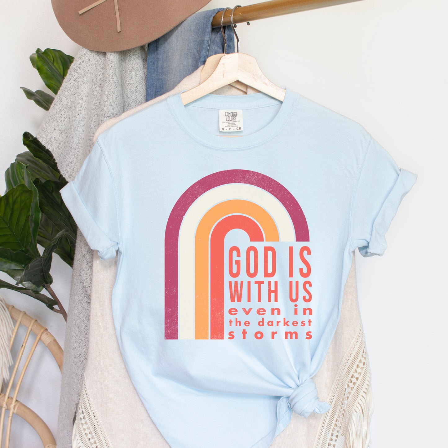 God Is With Us Rainbow | Garment Dyed Tee