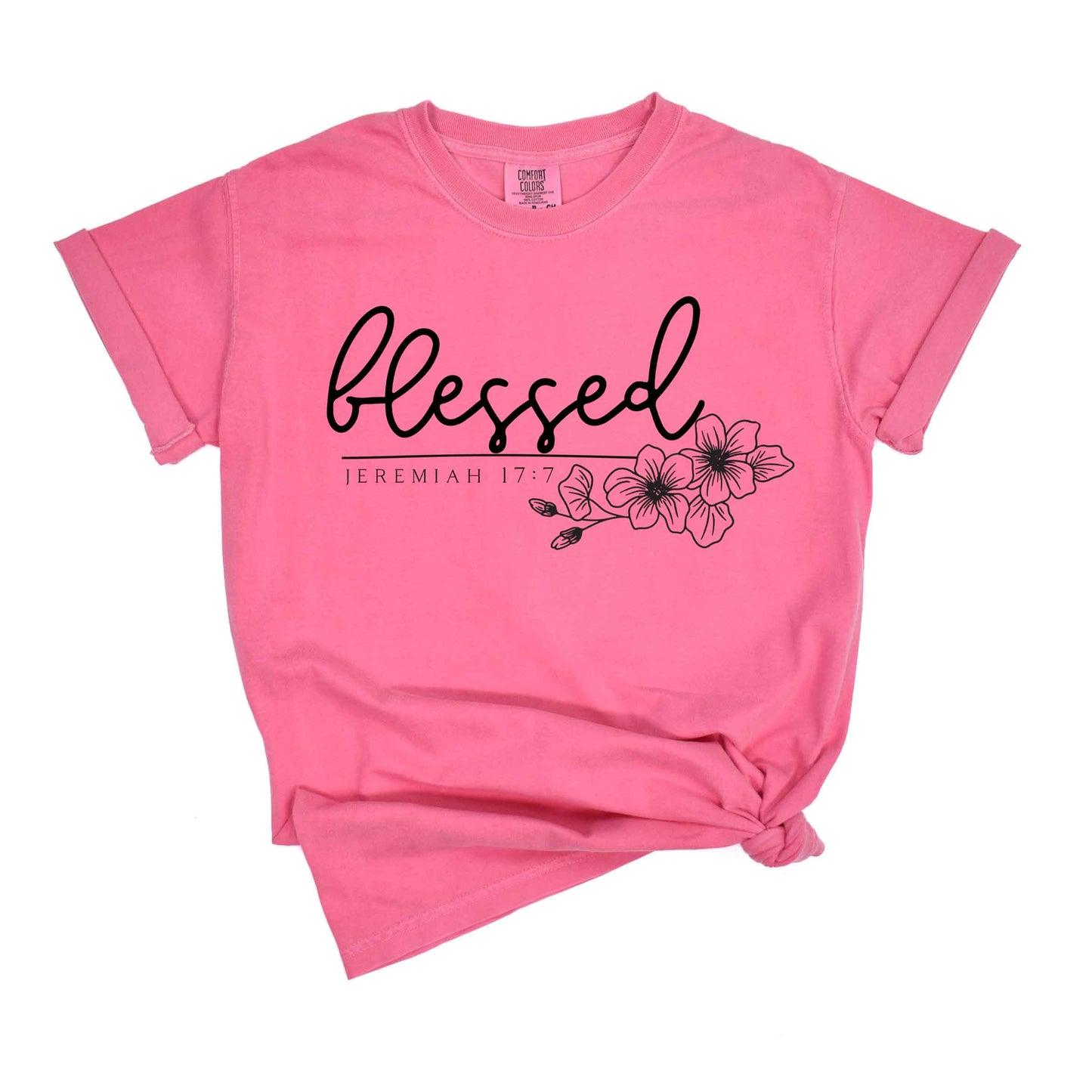 Blessed Scripture Floral | Short Sleeve Crew Neck