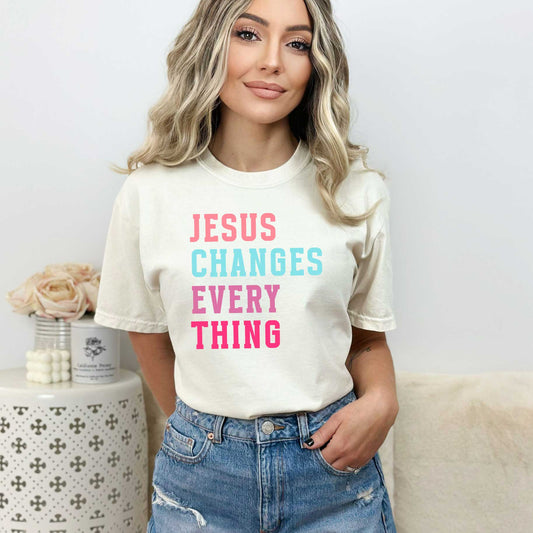 Jesus Changes Block Colorful | Garment Dyed Tee