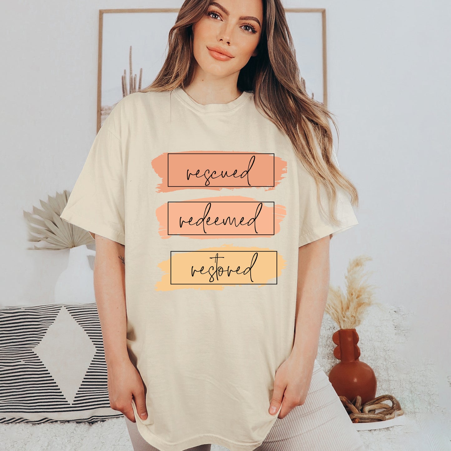 Rescued Redeemed Restored Brushstrokes | Garment Dyed Tee