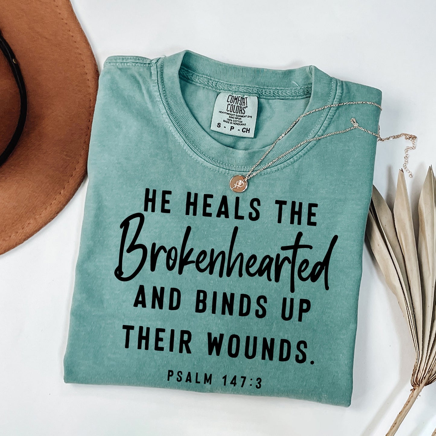 He Heals The Brokenhearted Script | Garment Dyed Tee