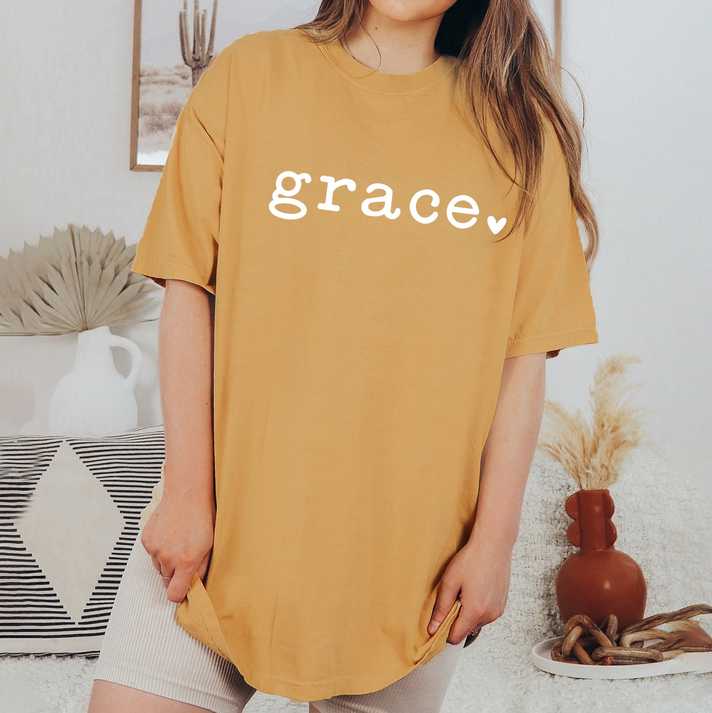 Grace Typewriter With Heart | Garment Dyed Tee