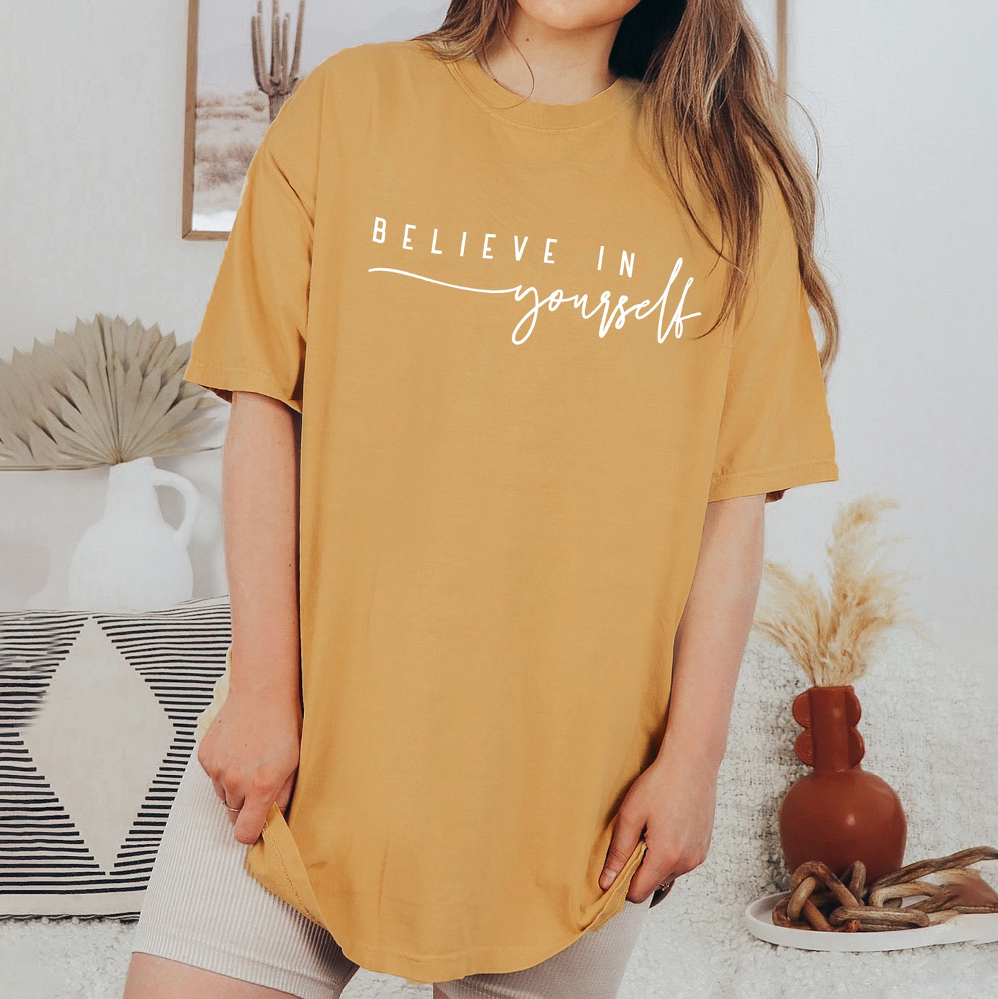 Believe In Yourself Cursive | Garment Dyed Tee