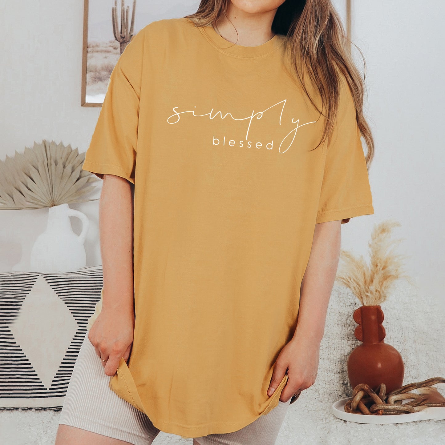 Simply Blessed Cursive | Garment Dyed Tee