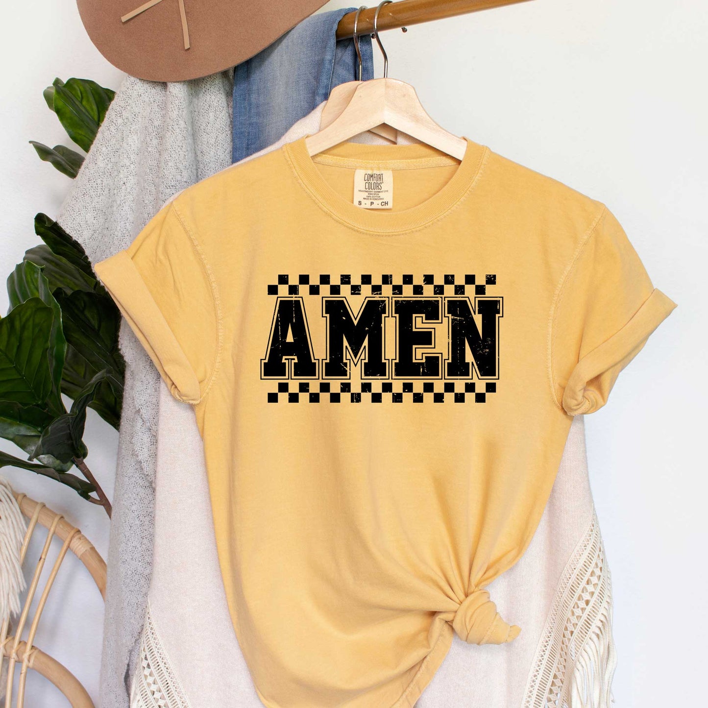 Amen Checkered | Garment Dyed Tee
