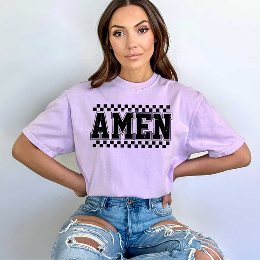 Amen Checkered | Garment Dyed Tee